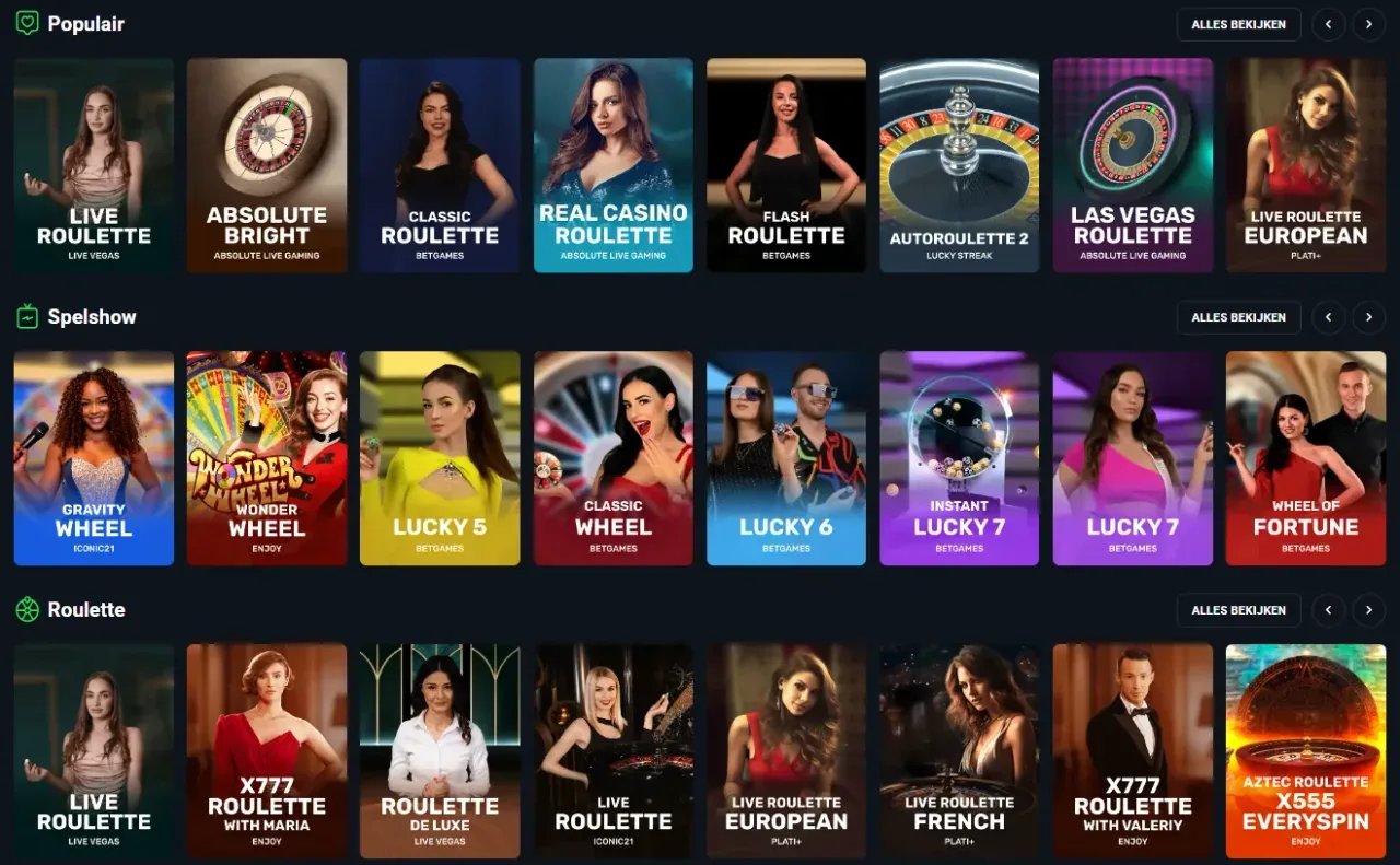 Live casino tafel met echte dealer