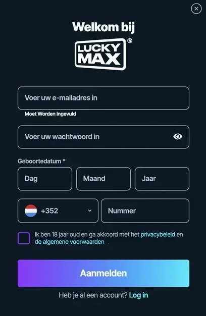 Registratieformulier met invoervelden